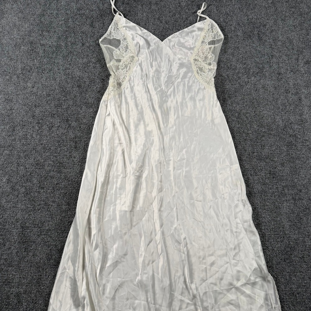 Victoria's Secret Nightgown‎ Womens M White Satin Lace Sequin Open Back Bridal